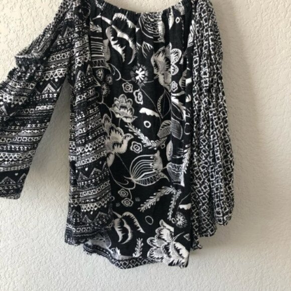 Anthropologie Deletta Black & White Reeve Cold Shoulder Long Sleeve M - Picture 7 of 9